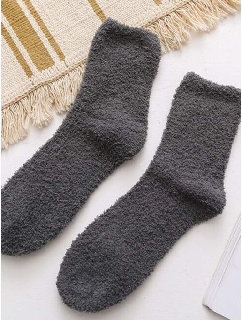 Shein 5pairs Men Simple Fuzzy Socks