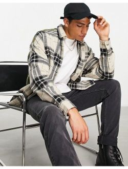 extreme oversized check shirt in color block brushed flannel