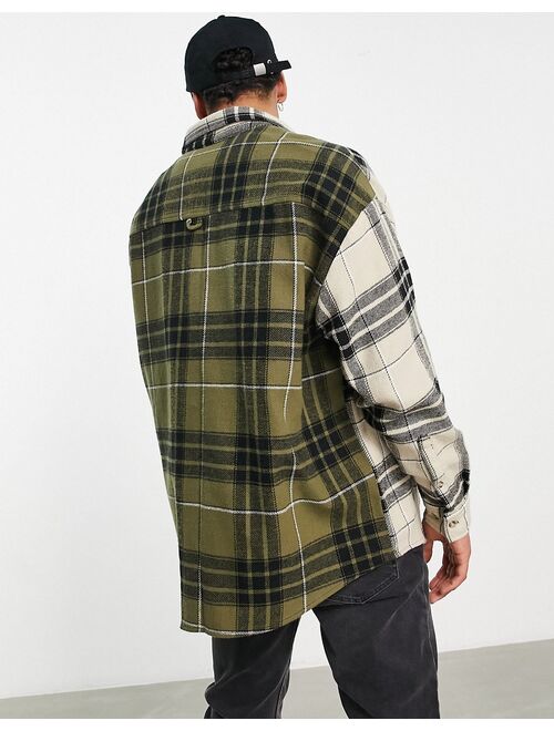 ASOS DESIGN extreme oversized check shirt in color block brushed flannel