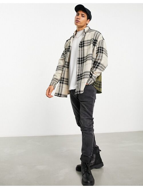 ASOS DESIGN extreme oversized check shirt in color block brushed flannel