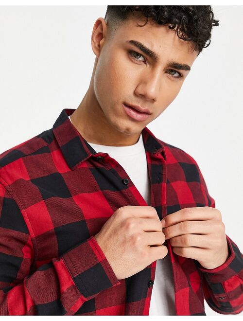 New Look long sleeve buffalo check shirt in red