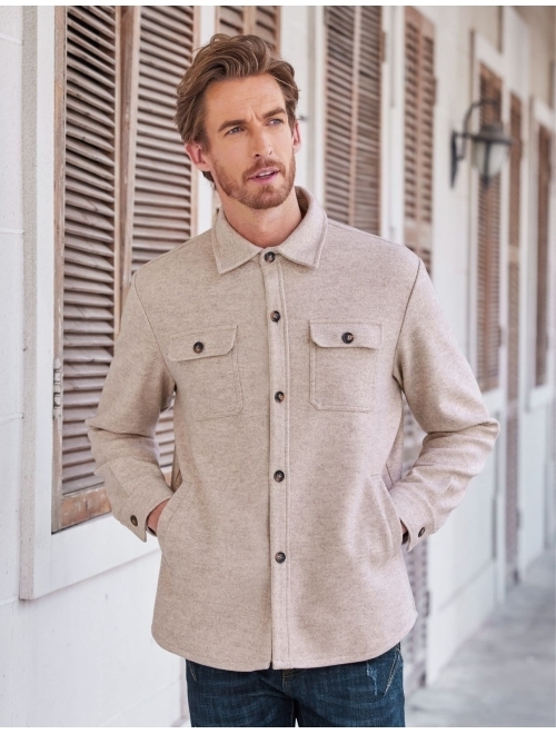 COOFANDY Mens Casual Wool Blend Shackets Long Sleeve Button Down Shirt Jacket with Side Pockets