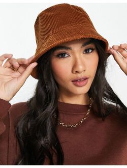 chunky cord bucket hat in brown