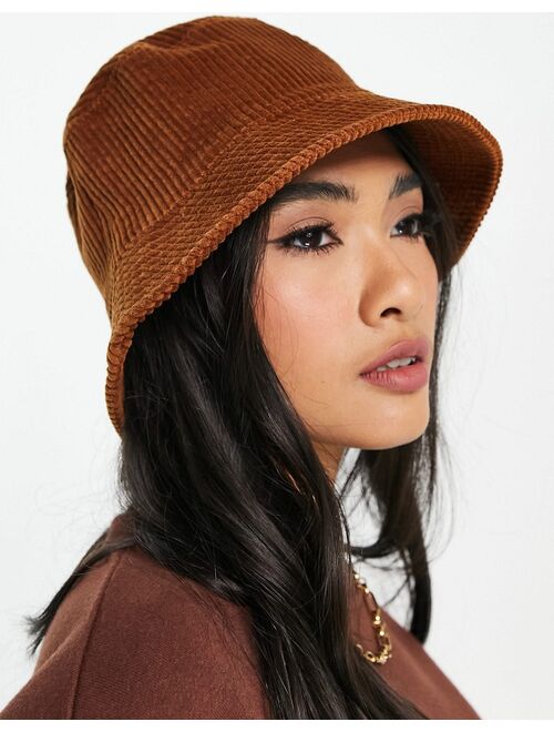 ASOS DESIGN chunky cord bucket hat in brown