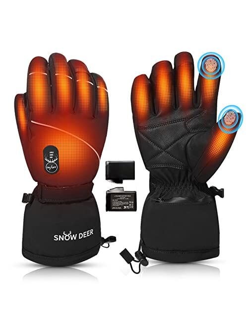 Snow Deer Upgraded Heated Gloves Men Women,Ski Motorcycle Electric Battery Mittens Gloves