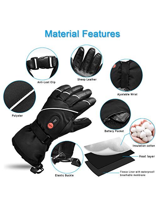 Snow Deer Upgraded Heated Gloves Men Women,Ski Motorcycle Electric Battery Mittens Gloves