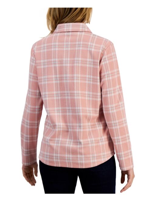 Tommy Hilfiger Women's Collared Plaid Shirt Jacket