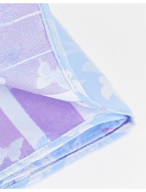 ASOS DESIGN pocket square in baby blue floral with butterflies