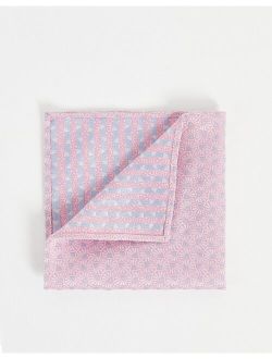 pocket square in retro pink and blue pattern