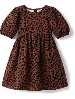 Puff Sleeve Animal Print Dress (Toddler/Little Kids/Big Kids)
