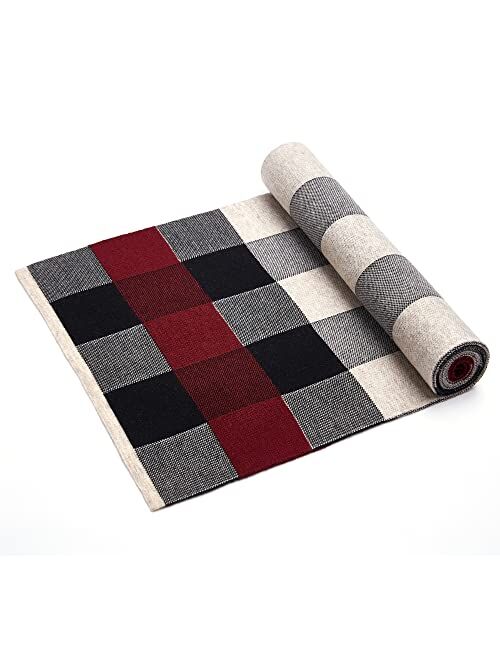 BMVMB Men Winter Cashmere Scarf Wool Soft Warm Knitted Plaid Scarves for Men