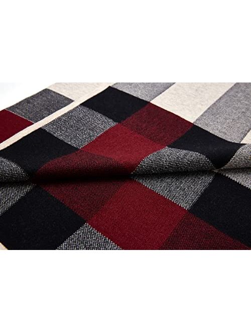 BMVMB Men Winter Cashmere Scarf Wool Soft Warm Knitted Plaid Scarves for Men