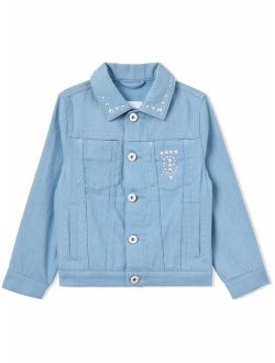 Kids monogram motif Japanese denim jacket