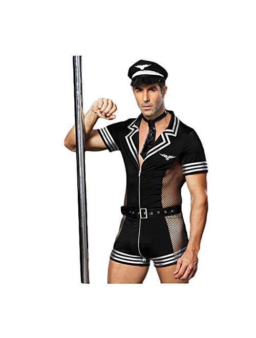 BlueSpace Men's Costume Sexy Cosplay Uniform Set Role Play Costumes Lingerie for Halloween Party