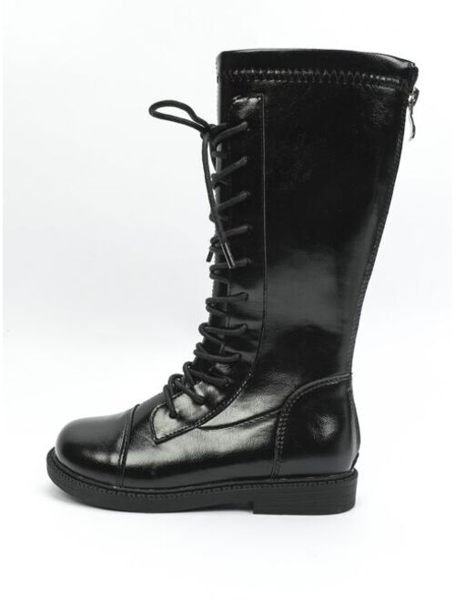 Shein Girls Lace-up Front Combat Boots