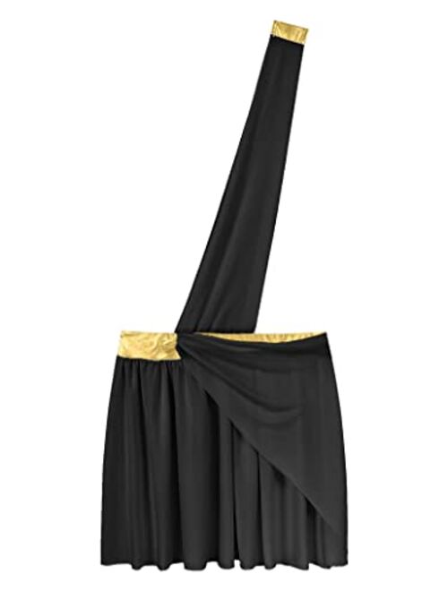 Haitryli Mens Ancient Greek Roman Cosplay Costumes One-Shoulder Strap Ruffle Skirt Grecian Sexy Toga