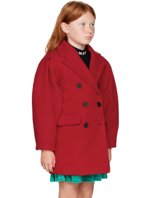 MSGM KIDS Kids Red Double-Breasted Coat
