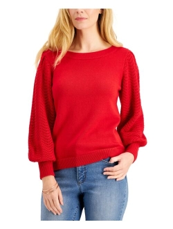 Pointelle Blouson-Sleeve Sweater, Created for Macy's
