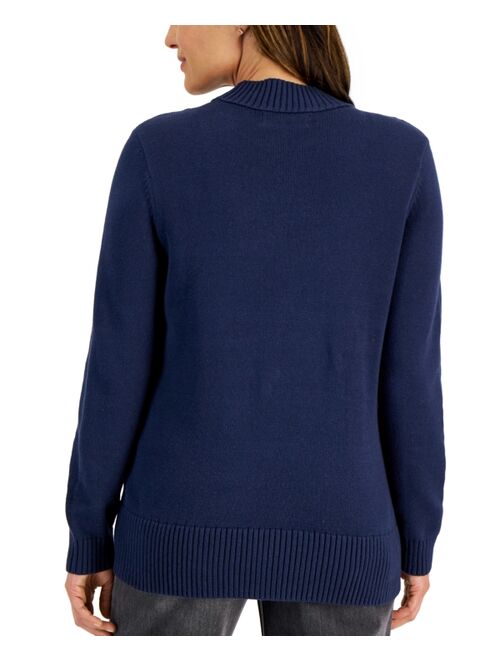 Karen Scott KAREN SCOTT Women's Cotton Cable-Knit Sweater, Created for Macy's