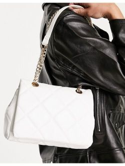 shoulder bag with diamond quilt in white