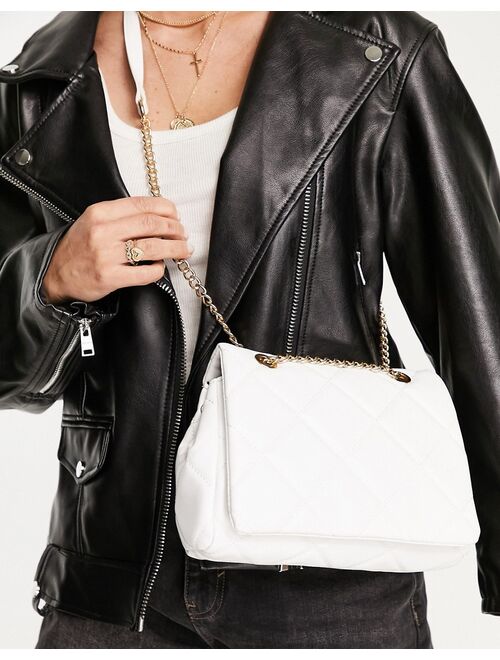 ASOS DESIGN shoulder bag with diamond quilt in white