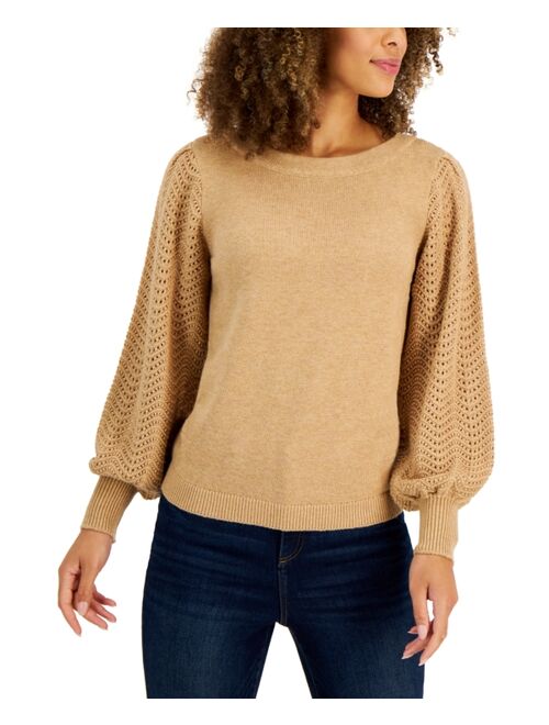 Charter Club CHARTER CLUB Petite Pointelle Puff Sleeve Sweater, Created for Macy's
