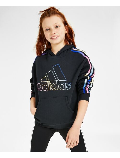 adidas ADIDAS Big Girls Multi 3-Stripes Fleece Hooded Pullover