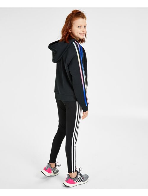 adidas ADIDAS Big Girls Multi 3-Stripes Fleece Hooded Pullover