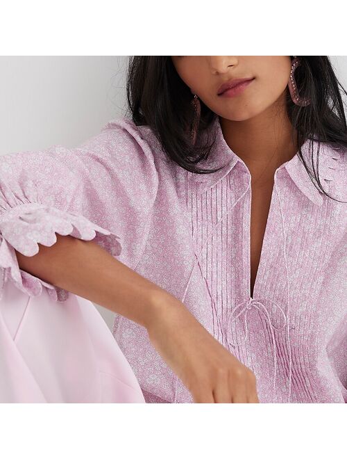 J.Crew Scalloped popover top in Liberty Flower Market organic cotton