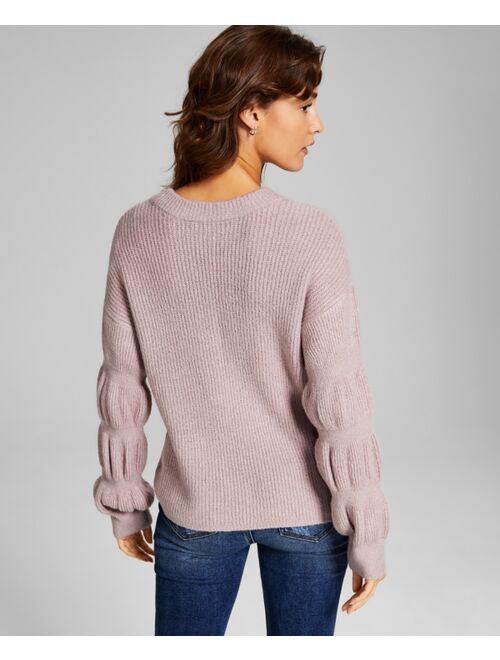 AND NOW THIS Women's Puff-Sleeve Crewneck Sweater
