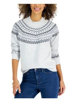 STYLE & CO Women's Fair Isle Crewneck Sweater, Created for Macy's