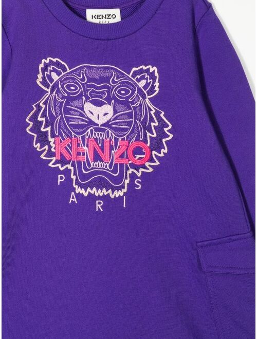 Kenzo Kids Tiger-embroidered sweatshirt dress