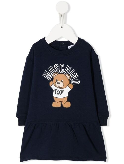 Moschino Kids Teddy Bear logo-print sweatshirt dress