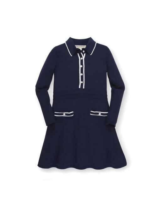 HOPE & HENRY Girls' Long Sleeve Sweater Dress with Contrast Tipping, Toddler