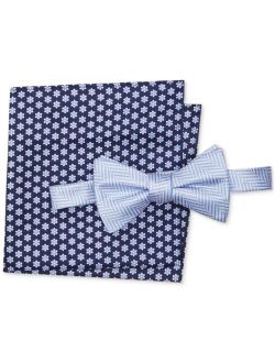 Men's Newport 2-Pc. Herringbone Pre-Tied Bow Tie & Floral Neat Pocket Square Set
