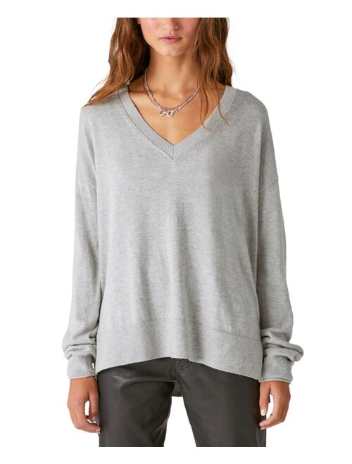 LUCKY BRAND Women's Cloud-Soft V-Neck Long-Sleeve Sweater
