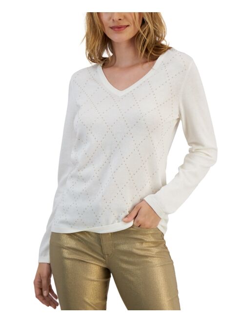 TOMMY HILFIGER Women's V-Neck Long Sleeve Sweater