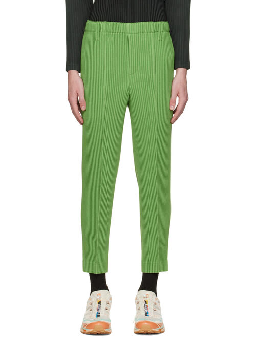 HOMME PLISSE ISSEY MIYAKE Green Kersey Pleats Trousers