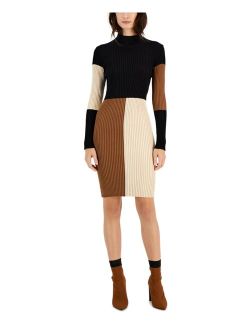 TAYLOR Women's Colorblocked Ribbed Long-Sleeve Sweater Dress