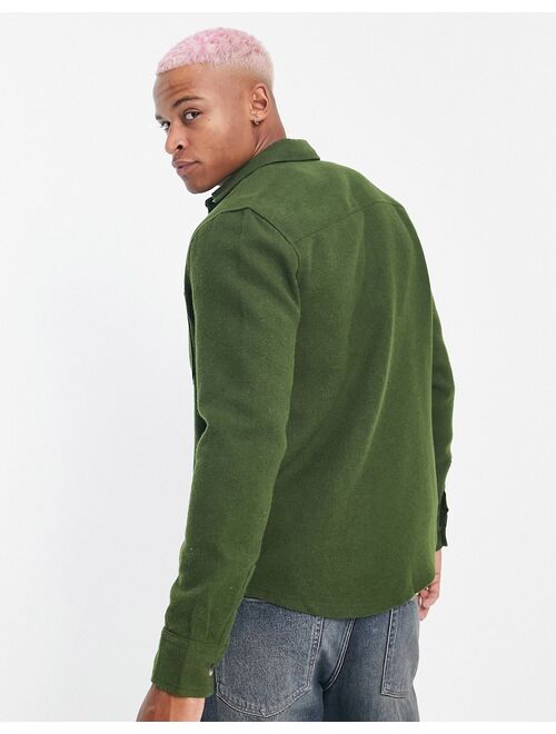 ASOS DESIGN wool mix overshirt in olive green