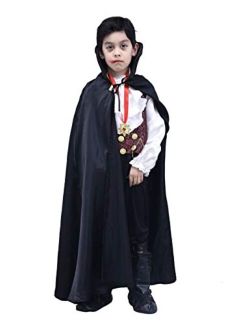 IKALI Boys Girls Vampire Costume, Kids Halloween Dracula with Cape Fancy Dress