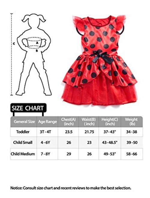 IKALI Ladybug Costume Ballerina Beetle Wings Fancy Dress up Outfit Ladybird Suit