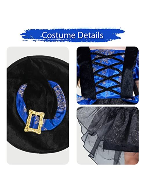 Ikali Girls Witch Costume, Kids Spider Fancy Dress Up, Halloween Spiderella Outfit