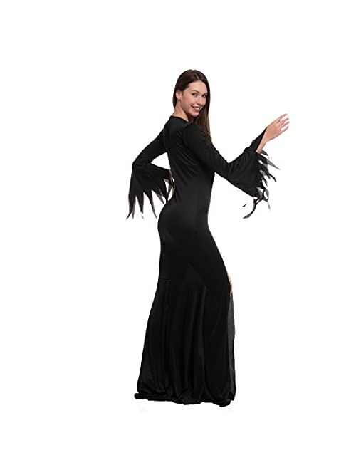 Spooktacular Creations Women Floor Length Gothic Dress Black Witch Dress Costume for Halloween Cosplay Party Vintage Medieval Dress