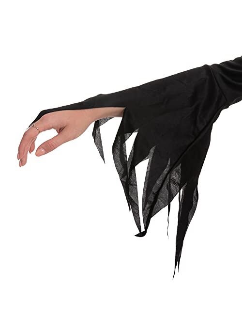 Spooktacular Creations Women Floor Length Gothic Dress Black Witch Dress Costume for Halloween Cosplay Party Vintage Medieval Dress