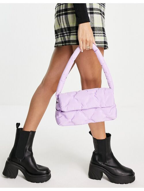 NA-KD quilted baguette bag in lilac