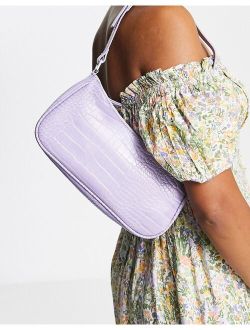 faux croc 00s shoulder bag in lilac