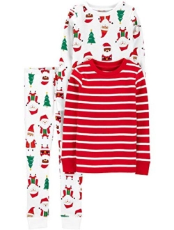 Unisex Babies, Toddlers and Kids' 3-Piece Snug-Fit Cotton Christmas Pajama Set