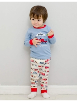 VAENAIT BABY 12M-12 Toddler Kids Boys Girls 100% Cotton Car Train Fireman Snug fit Sleepwear Pajama Pjs Set