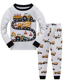 Popshion Little Boys Pajamas Sets Glow in Dark Dinosaur 100% Cotton 2 Piece Shark Toddler Clothes Kids Pjs Sleepwear Size 2-10T
